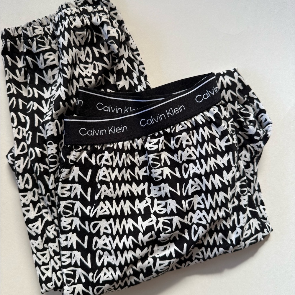 Calvin Klein Monochrome Logo Print Pants Med NWOT